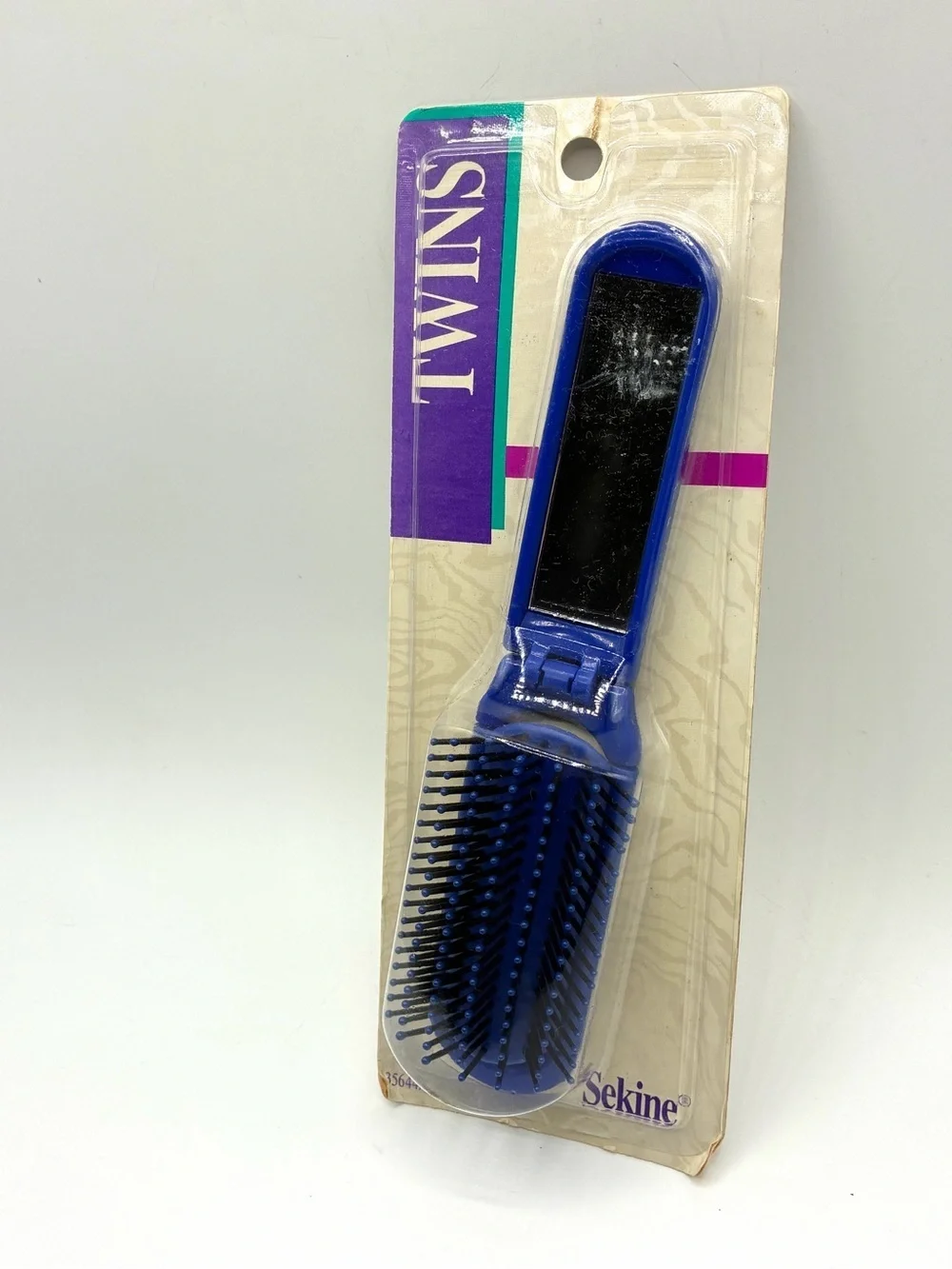 Vintage 1992 Sekine Twins Folding Hair Brush Mirror Blue NOS Sealed